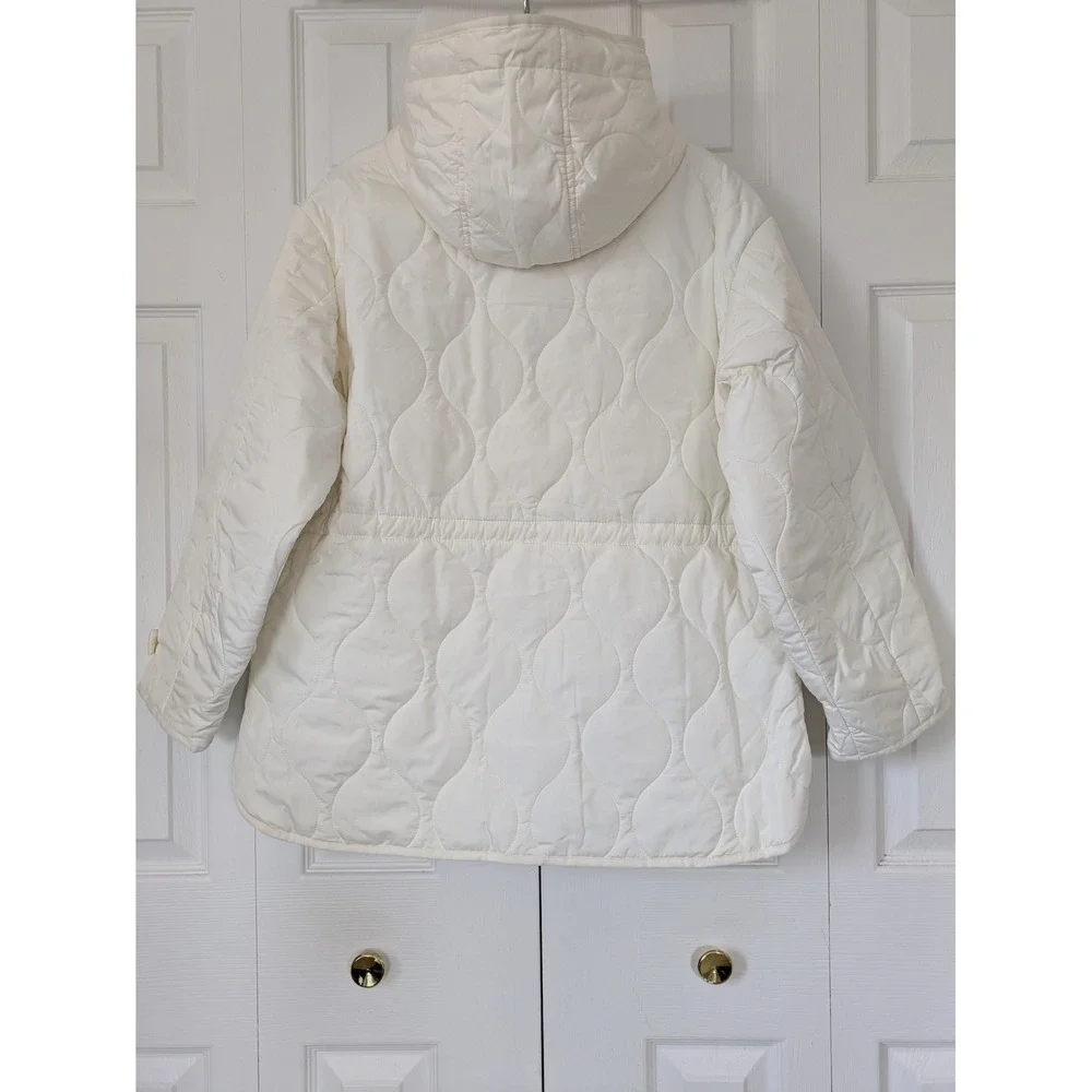 J. Crew Oslo Jacket PrimaLoft‎ Hooded Quilted Ivory Size XS NWT $228 CF691